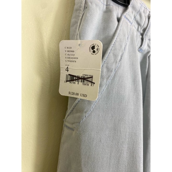 Free People Equinox Wide Leg Denim Trouser NWT Size 4 Pale Blue Gray button fly - Picture 7 of 12